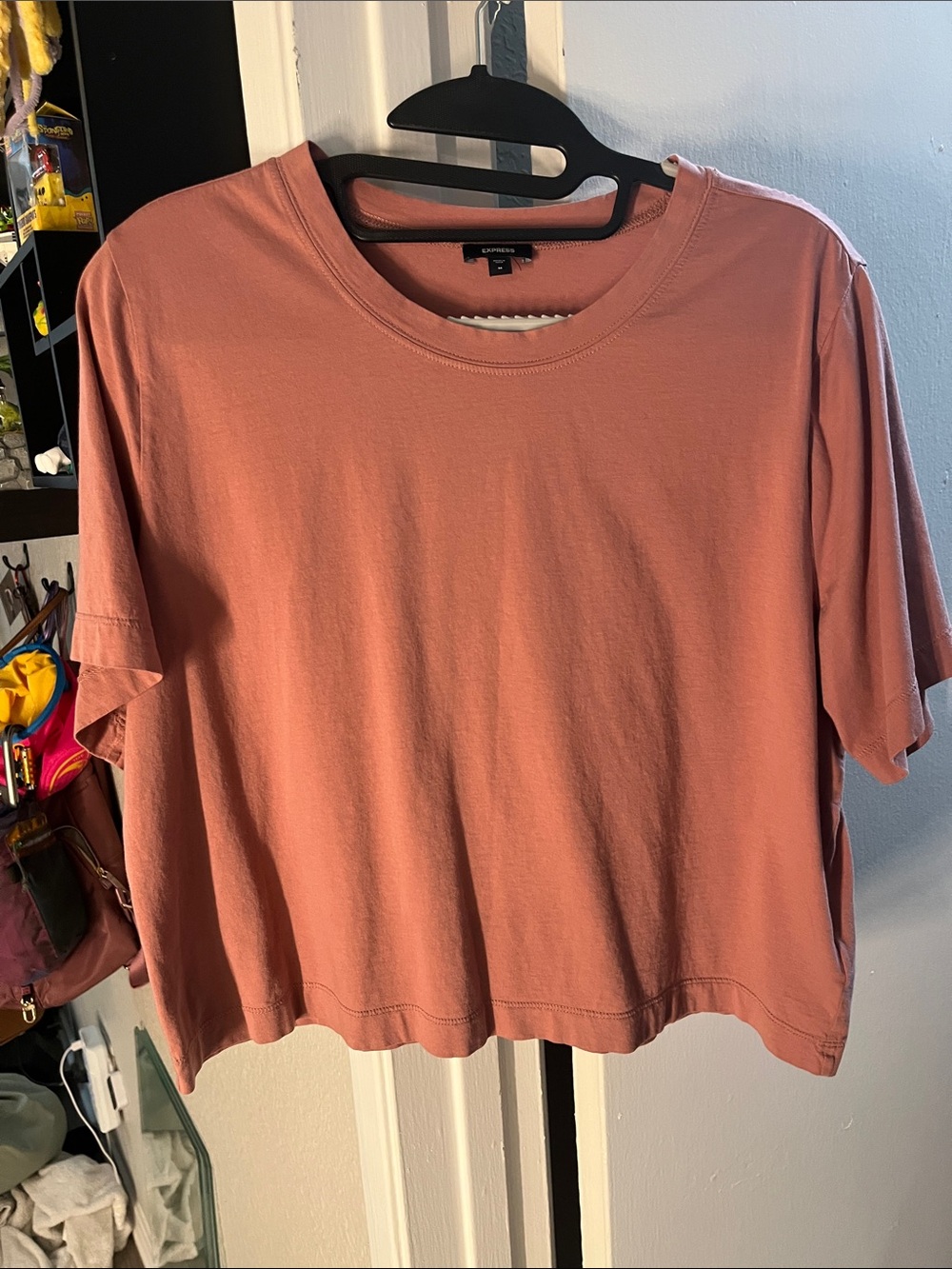 Express Dusty Rose Cropped Short Sleeve Tee